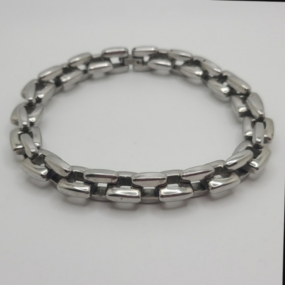 Stainless Steel Unisex Large Box Link Chain Bracelet  9 1/2" Stamped - Picture 2 of 6